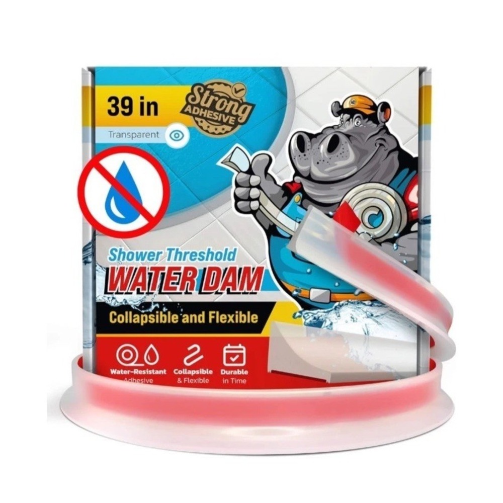 Shower Threshold Water Dam 39" Collapsible Flexible Water Barrier